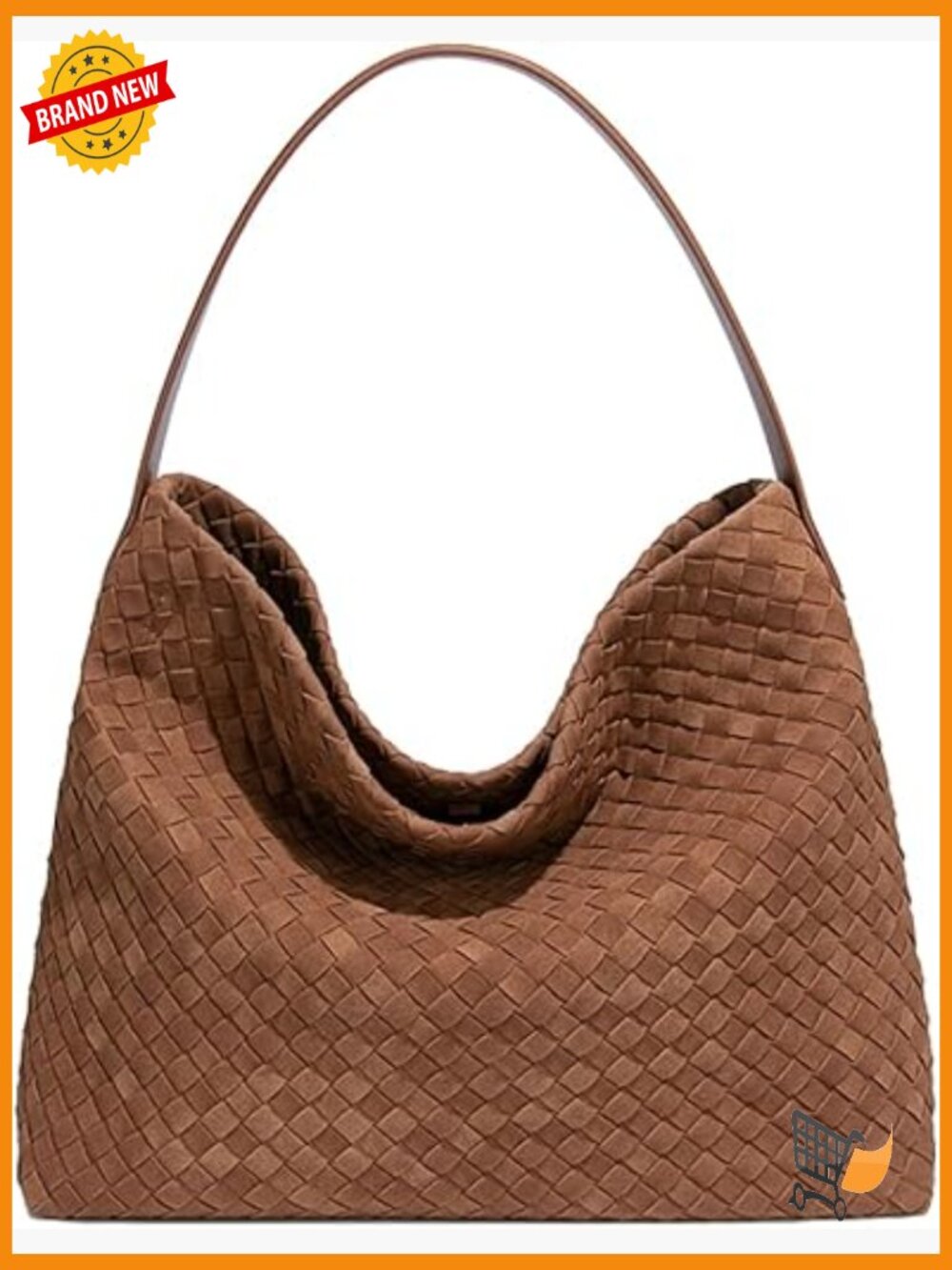 Woven Slouchy Suede Hobo Tote Bag Shoulder Purse Crossbody - Picture 1 of 7